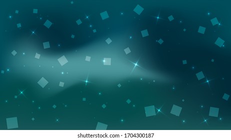 Bokeh or blur abstract circles with star light shapes blue, dark and turquoise on gradient background