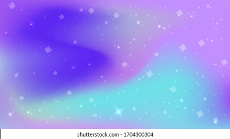 Bokeh or blur abstract circles with star light shapes violet, pink and turquoise on gradient background