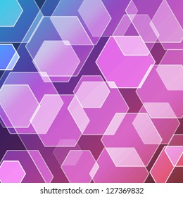 Bokeh blur with hexagons background, vector illustration