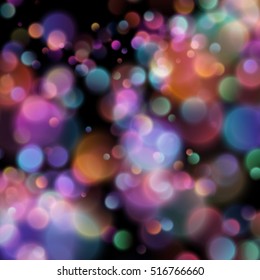 Bokeh blurred lights on dark background. EPS 10 vector file included