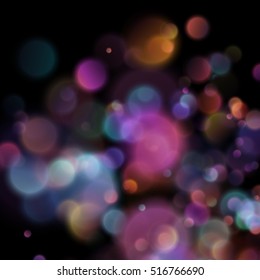 Bokeh blurred lights on dark background. EPS 10 vector file included