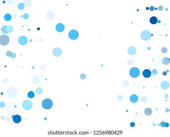 Bokeh circles vector background pattern. Abstract snow, blue cyan snowflakes flying. New Year decoration. Circle shapes bokeh illustration. Greeting or invitation card backgound.