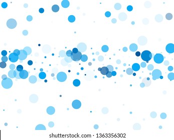 Bokeh circles vector background pattern. Baby shower decor. Banner, poster, flyer cool backgound. Circle shapes bokeh illustration. Abstract snow, blue cyan snowflakes flying.