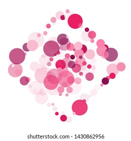 Bokeh circles vector background pattern. Baby shower decor. Pink magenta round elements scatter flying. Circle shapes bokeh illustration. Greeting or invitation card backgound.