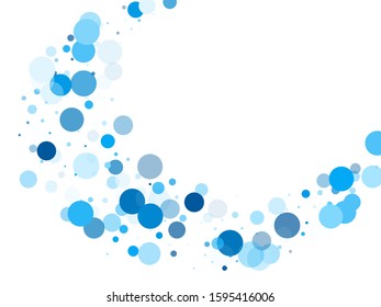 Bokeh circles vector background pattern. Christmas design. Abstract snow, blue cyan snowflakes flying. Circle shapes bokeh illustration. Banner, poster, flyer cool backgound.