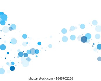 Bokeh circles vector background pattern. Trendy round shapes decor isolated on white. Abstract snow, blue cyan snowflakes flying. Circle shapes bokeh illustration. Party decoration.