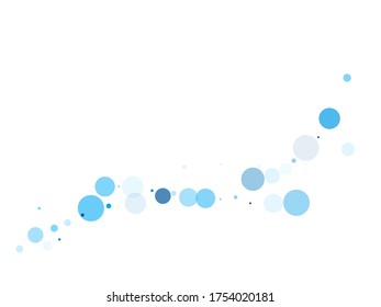 Bokeh circles vector background pattern. New Year decoration. Abstract snow, blue cyan snowflakes flying. Circle shapes bokeh illustration. Vibrant colorful round shapes falling on white.