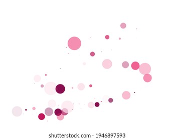 Bokeh circles vector background pattern. New Year decoration. Pink magenta round elements scatter flying. Circle shapes bokeh illustration. Surprise party celebration elements.