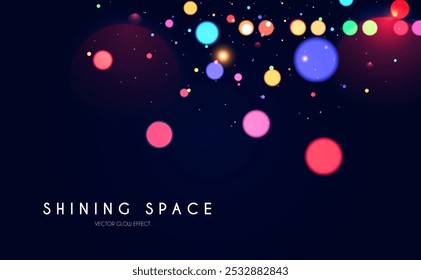 Bokeh colorful light effect. Blur light design. Confetti and holiday firecracker rainbow color effect. Christmas party design