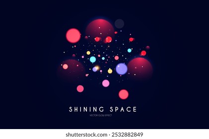 Bokeh colorful light effect. Blur light design. Confetti and holiday firecracker rainbow color effect. Christmas party design