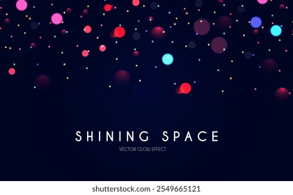 Bokeh colorful light effect. Blur light design. Confetti and holiday firecracker rainbow color effect. Christmas party design