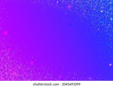 Bokeh Confetti. Papel tapiz abstracto de disco. Arte de vacaciones. Brillo brillante. Antecedentes de cumpleaños. Aceite brillante. Glare irlandés. Paracaídas Purple Party. Violet Bokeh Confetti