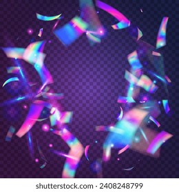 Bokeh Confetti. Neon Tinsel. Retro Flare. Blue Blur Glitter. Carnival Texture. Glamour Art. Shiny Multicolor Illustration. Luxury Foil. Violet Bokeh Confetti