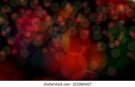 Efecto Bokeh. Antecedentes abstractos. Colores - rojo, tonos rojo oscuro, negro, verde.