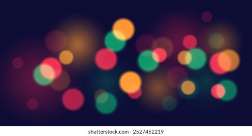 The bokeh effect. Blurred shapes of multicolored circles. The effect of abstract lighting. Illustration in vector. For backgrounds, banners, social networks, and covers.