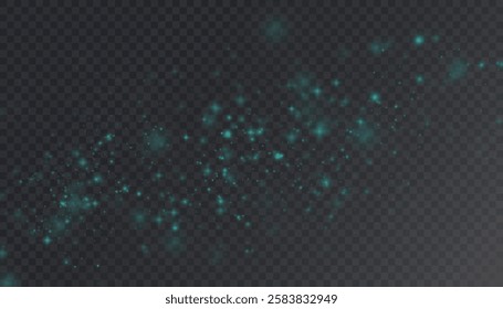 Bokeh effect with many shiny shimmering particles. Vector star cloud with dust. Subtle glow with glitter. Star cloud with dust. Glow abstract bokeh lights isolated on transparent background.