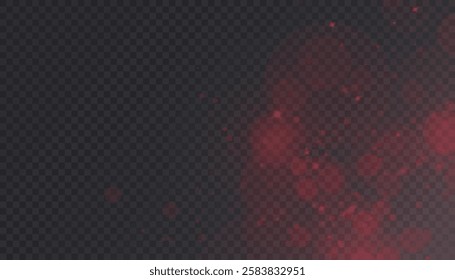 Bokeh effect with many shiny shimmering particles. Vector star cloud with dust. Subtle glow with glitter. Star cloud with dust. Glow abstract bokeh lights isolated on transparent background.