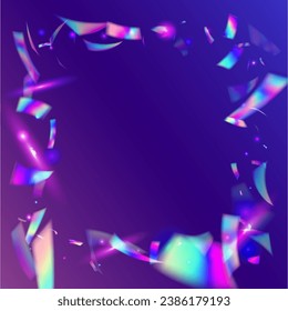 Bokeh Effect. Metal Burst. Party Celebrate Illustration. Flying Art. Purple Blur Tinsel. Festive Foil. Rainbow Glitter. Cristal Texture. Blue Bokeh Effect