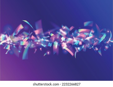 Bokeh Effect. Neon Tinsel. Blur Abstract Backdrop. Bright Foil. Holographic Confetti. Shiny Prism. Digital Art. Purple Retro Glitter. Blue Bokeh Effect