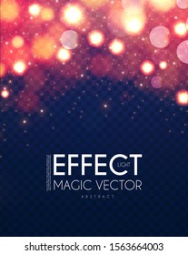 Bokeh Effect on transparent background. Shining design. Light decoration.