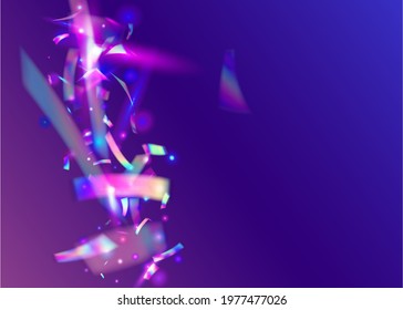 Bokeh Effect. Transparent Sparkles. Purple Blur Texture. Hologram Tinsel. Surreal Foil. Unicorn Art. Shiny Vaporwave Illustration. Laser Design. Violet Bokeh Effect