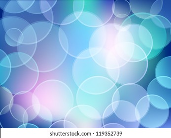 Bokeh effect. Vector blue abstract background.