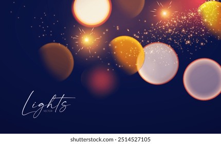Bokeh and fireworks light effect. Shining holiday and party design. Blur light.