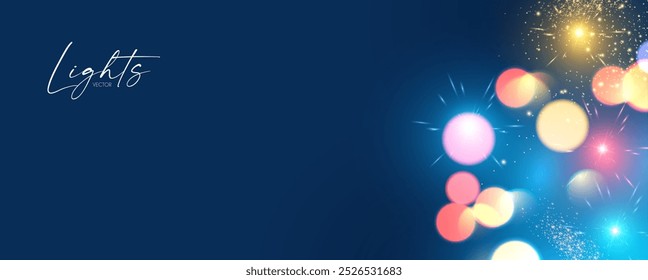 Efecto de luz Bokeh y fuegos artificiales. Brillante diseño de vacaciones y fiesta. Luz borrosa