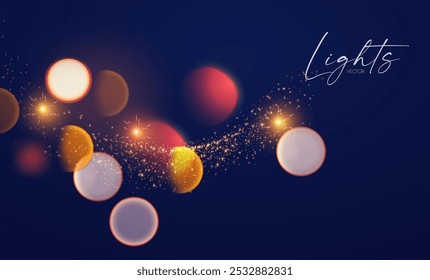 Efecto de luz Bokeh y fuegos artificiales. Brillante diseño de vacaciones y fiesta. Luz borrosa.