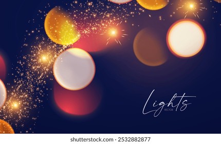 Bokeh e fogos de artifício efeito de luz. Brilhante design de férias e festa. Desfoque leve.
