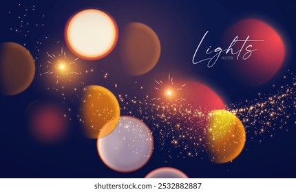 Efecto de luz Bokeh y fuegos artificiales. Brillante diseño de vacaciones y fiesta. Luz borrosa.