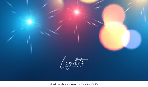 Bokeh e fogos de artifício efeito de luz. Brilhante design de férias e festa. Desfoque claro