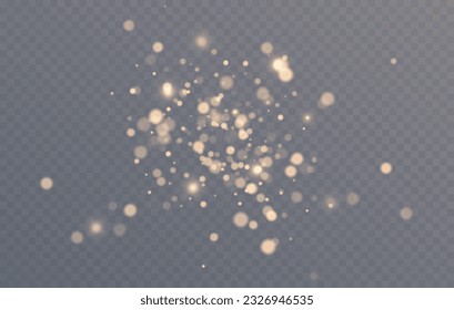 Bokeh glare lights. Golden blurry translucent highlights. Abstract light effect. Vector