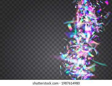 Bokeh Glare. Neon Confetti. Blue Blur Glitter. Laser Banner. Cristal Background. Festive Foil. Fantasy Art. Metal Carnaval Serpentine. Purple Bokeh Glare