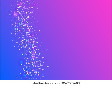 Bokeh Glare. Violet Party Tinsel. Holographic Texture. Flying Art. Kaleidoscope Effect. Digital Foil. Shiny Carnaval Gradient. Laser Element. Purple Bokeh Glare