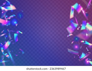 Bokeh Glitter. Fondo Retro Prismático. Fondo de desenfoque violento. Cumpleaños Confetti. Glitch Glare. Elemento Party. Cristal Art. Fiesta Foil. Glitter morado