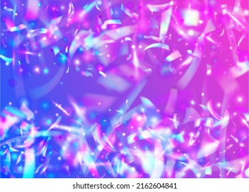 Bokeh Glitter. Surreal Foil. Laser Abstract Decoration. Modern Art. Holographic Texture. Blue Blur Effect. Metal Element. Carnival Confetti. Pink Bokeh Glitter