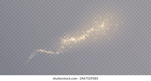 Bokeh glow background of sparkling dust, gold dust light, background with bokeh light effect, yellow shimmering glow with bokeh and glitter light. Vector	