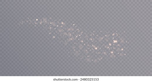 Bokeh glow background of sparkling dust, gold dust light, background with bokeh light effect, yellow shimmering glow with bokeh and glitter light. Vector