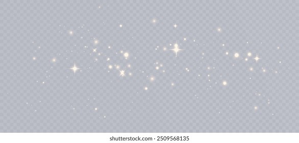 Bokeh glow background of sparkling dust, gold dust light, background with bokeh light effect, yellow shimmering glow with bokeh and glitter light. Vector	