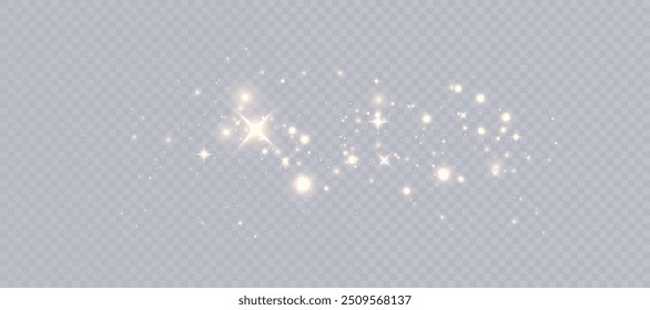 Bokeh glow background of sparkling dust, gold dust light, background with bokeh light effect, yellow shimmering glow with bokeh and glitter light. Vector	