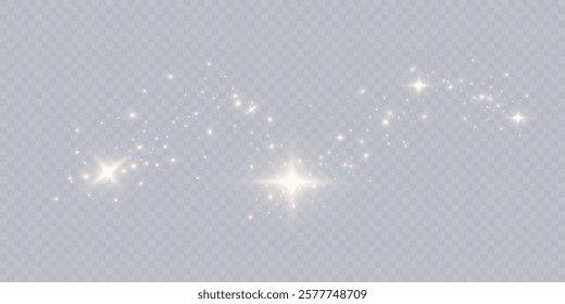 Bokeh glow background of sparkling dust, gold dust light, background with bokeh light effect, yellow shimmering glow with bokeh and glitter light. Vector