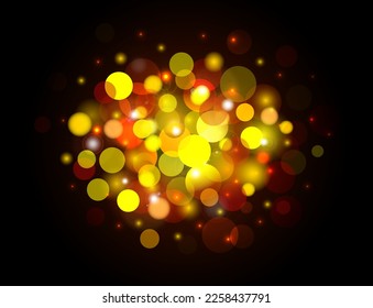 Bokeh golden light effect on isolated background.bokeh Golden fireworks light particles