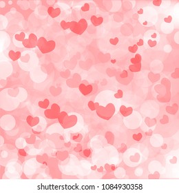 Bokeh heart romantic abstract background color pink and white