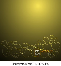 bokeh heart,modern with gold background. vector illustration