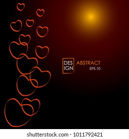 bokeh heart,modern with sunset background. vector illustration