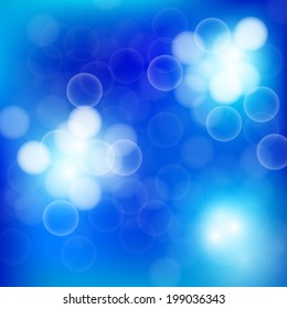 bokeh and lens flare pattern on dark blue sky background (vector)