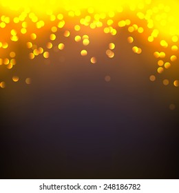 Bokeh light blurry romantic background. Holiday magic shiny wallpaper poster banner card