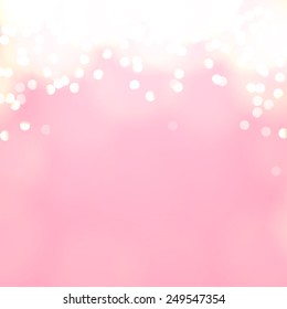 Bokeh light blurry romantic background. Holiday magic shiny wallpaper poster banner card