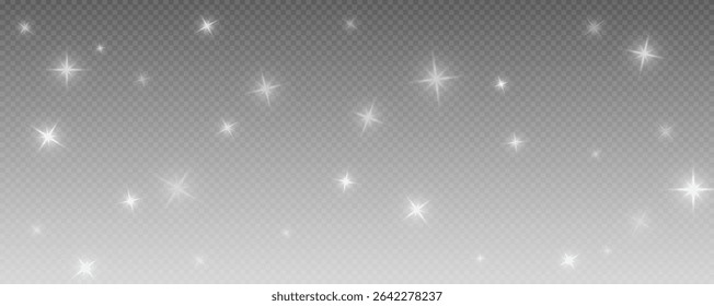 Bokeh light effect background, christmas white dust, festive glitter dust for banners, cards, advertisement. Christmas glowing dust background png, vector.